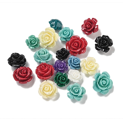 Резные бусины из синтетического коралла, цветок, половину отверстия