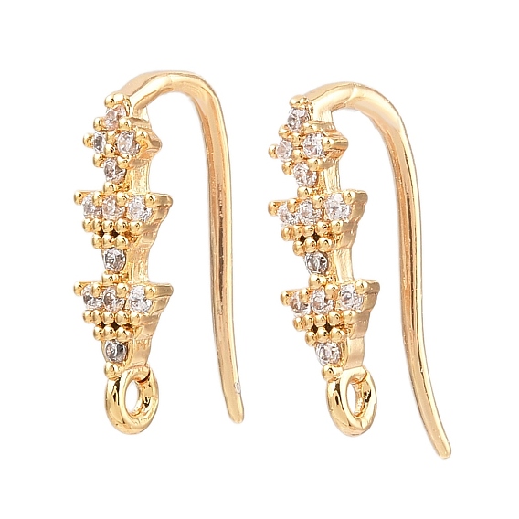 Треугольные серьги-крючки с микропаве из прозрачного кубического циркония из латуни, долговечный, без никеля , с петлей