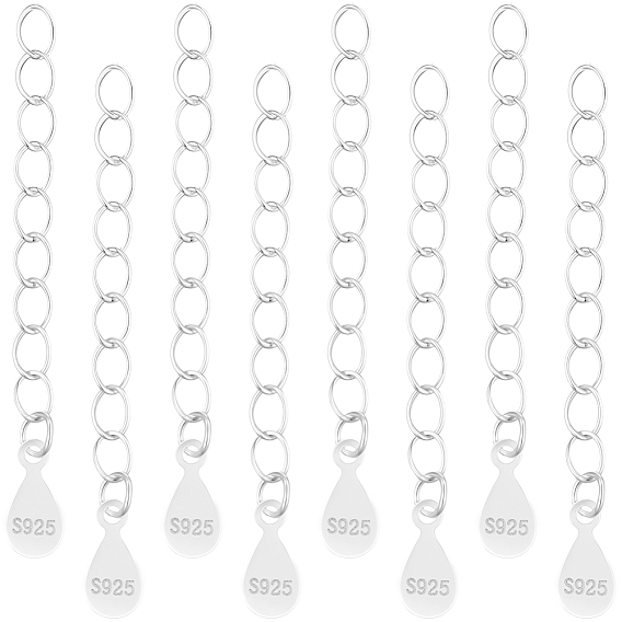 10шт. 925 цепочки-удлинители из стерлингового серебра с витой структурой, со слезами на глазах, с печатью 925