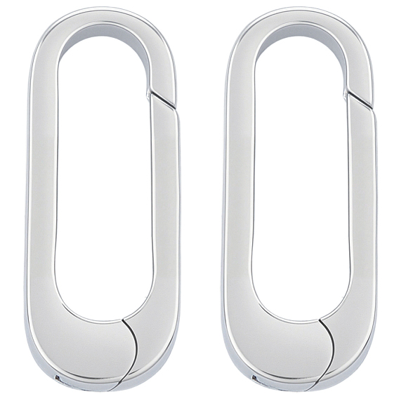 2 шт. 925 Кольца с пружинным затвором из стерлингового серебра, овальные