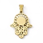 Synthetic Turquoise Pendants, Hamsa Hand/Hand of Miriam Charms, Religion, with Vacuum Plating 304 Stainless Steel Findings