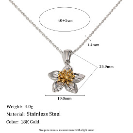 Collares con colgante de flor de acero inoxidable bicolor