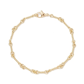 Браслеты из латунных звеньев для женщин, с 304 фурнитурой из нержавеющей стали