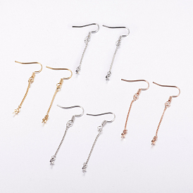 Brass Earring Hooks, For Half Drilled Beads, Long-Lasting Plated, Lead Free & Cadmium Free