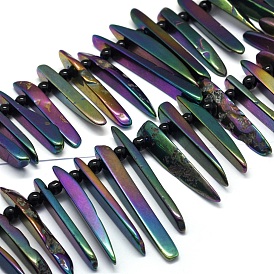 Electroplated Natural Agate Bead Strands, Tusk Shape