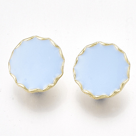 Alloy Stud Earring Findings, with Steel Pins and Enamel, with Loop, Flat Round, Light Gold