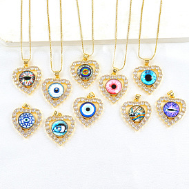 Minimalist Evil Eye Pendant Necklace with Micro-Inlaid Zirconia and 18k Gold Plating