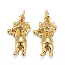 Brass Pendants, Long-Lasting Plated, Bear