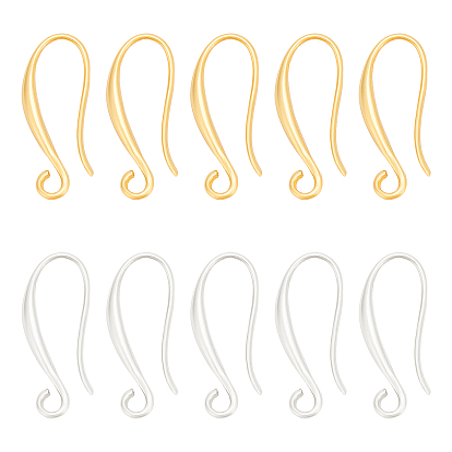 16Pairs 2 Colors Brass Earring Hooks, Ear Wire, with Horizontal Loop, Long-Lasting Plated