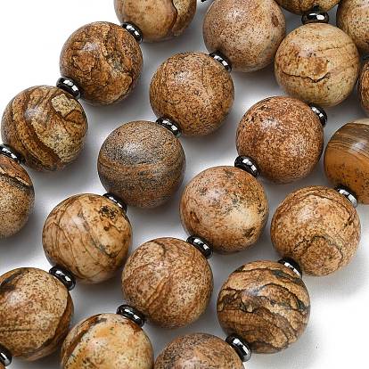 Natural Picture Jasper Beads Strands, Round