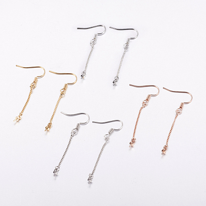 Brass Earring Hooks, For Half Drilled Beads, Long-Lasting Plated, Lead Free & Cadmium Free