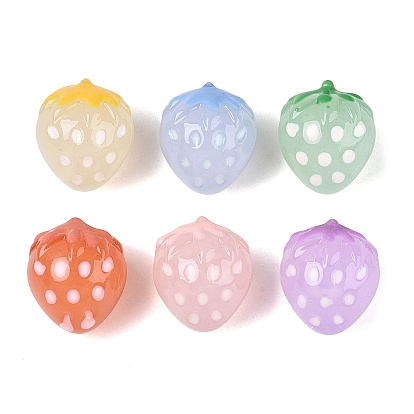 Акриловые бусины, имитирующие желеобразную текстуру, клубника, с эмалью