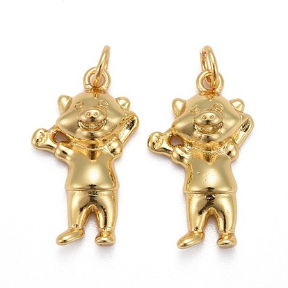 Brass Pendants, Long-Lasting Plated, Bear
