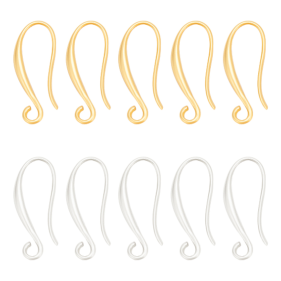 16Pairs 2 Colors Brass Earring Hooks, Ear Wire, with Horizontal Loop, Long-Lasting Plated