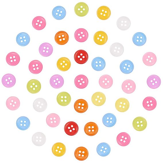 Акриловые швейные пуговицы , 4-луночное, окрашенные, плоско-круглые