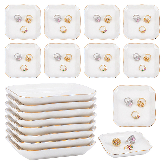 Фарфоровые безделушки, ювелирные пластины, лотки для хранения колец, , Серьги, бежевые