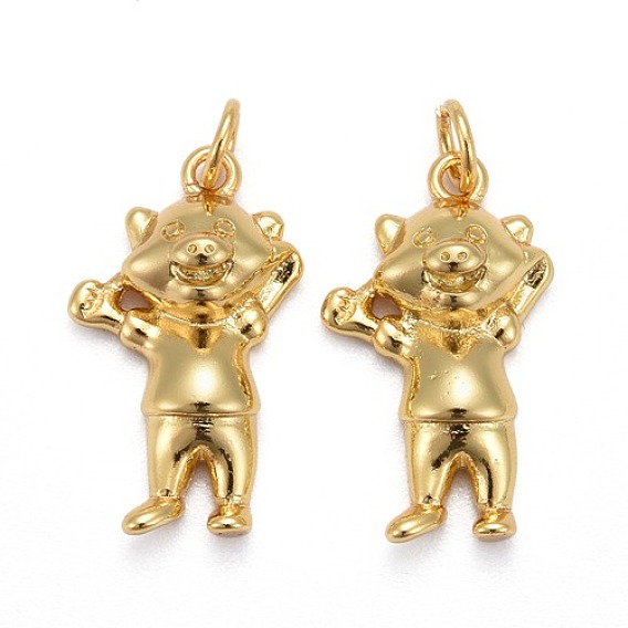 Brass Pendants, Long-Lasting Plated, Bear