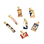 Brass Enamel Pendants, Rectangle Charms, Long-Lasting Plated, Rack Plating, Lead Free & Cadmium Free, Real 18K Gold Plated
