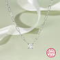 925 Sterling Silver Cubic Zirconia Pendant Necklaces for Women, Paperclip Chains Necklaces