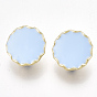 Alloy Stud Earring Findings, with Steel Pins and Enamel, with Loop, Flat Round, Light Gold