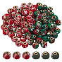 100 шт. 2 цветные полиэстеровые европейские бусины, бусины с большим отверстием, с латунным внутренним сердечником, рондель, Новогодняя тема