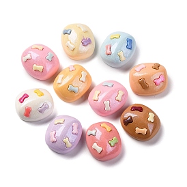 Cartoon Opaque Resin Decoden Cabochons, with Giltter Power, Bone Biscuit