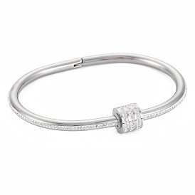 Bracelet en acier inoxydable pour femme, avec strass cristal argile polymère