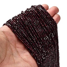 Гранат природный бисер нитей, граненые, бусины-кубы с настольной огранкой