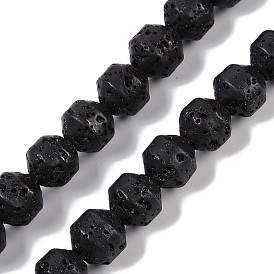 Natural Lava Rock Beads Strands, Bicone Barrel Drum