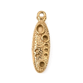 304 Stainless Steel Pendants, Hammered Oval Charms