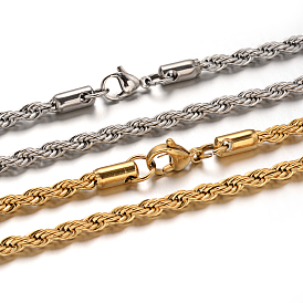 304 collares de cadena de la cuerda de acero inoxidable, con cierre de langosta, 23.6 pulgada (60 cm), 4 mm