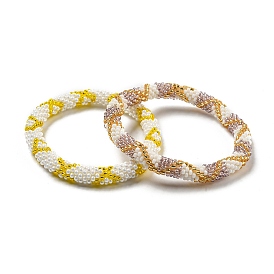 Handmade Braided Glass Seed Beaded Stretch Bracelets for Women