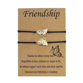 Chic Butterfly Braided Couple Bracelets - Set of 2 Fashion Paper Card Hand Chains