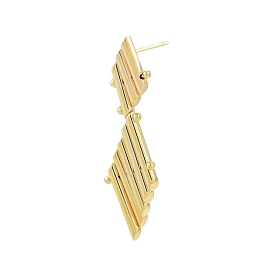 Brass Double Rhombus Dangle Stud Earrings for Women, Nickel Free