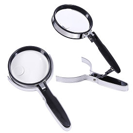 Круглая акриловая портативная лупа с зажимом, с гибкими элементами из цинкового сплава и АБС-пластика., чёрные