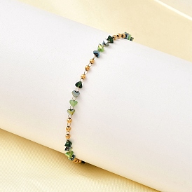 304 Браслеты-цепочки из нержавеющей стали со стеклянными бусинами для женщин, ионное покрытие (ip)