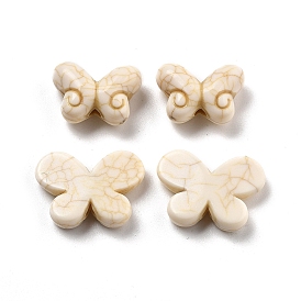 Хрустящие непрозрачные акриловые бусины, имитация бирюзовый, бабочка