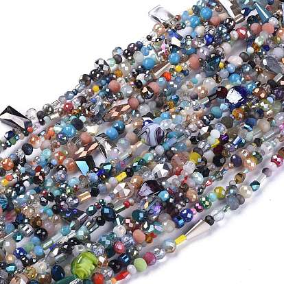 Glass Beads Strands, Faceted, Round & Oval & Rondelle & Column