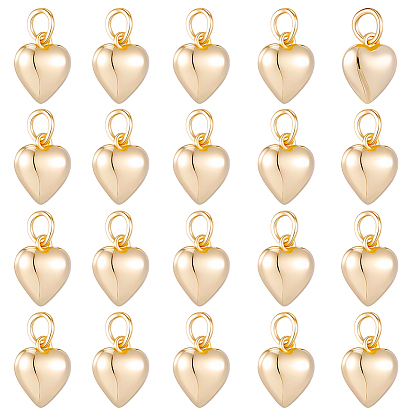 20шт. подвески в форме сердца из латуни с гальваническим покрытием, с прыжковых колец, долговечный, без свинца и без кадмия