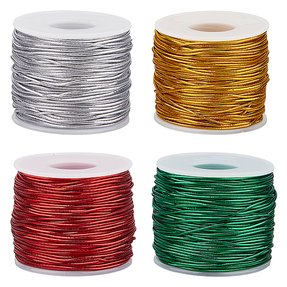 4 рулоны 4 цветной металлизированный эластичный круглый шнур для упаковки рождественских подарков