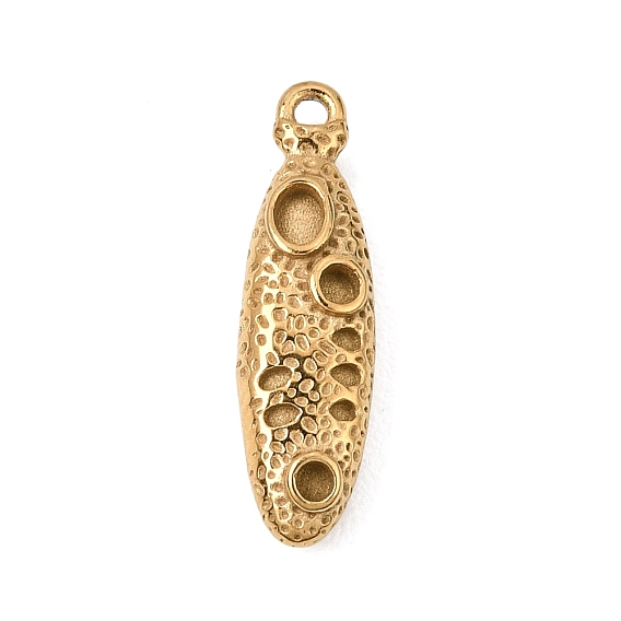 304 Stainless Steel Pendants, Hammered Oval Charms