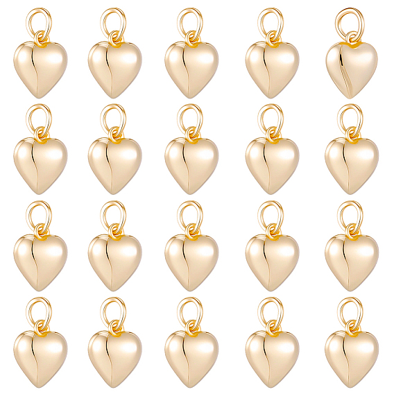 20шт. подвески в форме сердца из латуни с гальваническим покрытием, с прыжковых колец, долговечный, без свинца и без кадмия