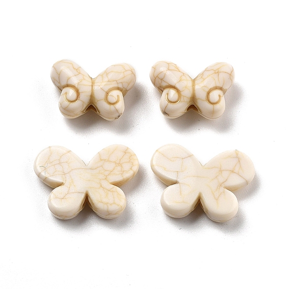 Хрустящие непрозрачные акриловые бусины, имитация бирюзовый, бабочка