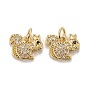 Autumn Theme Brass Micro Pave Clear & Black Cubic Zirconia Charms, Squirrel