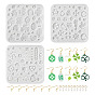 3Pcs 3 Styles Clover Series DIY Silicone Ornaments Molds, for UV Resin, Epoxy Resin Craft Making, with 50Pcs Plastic Ear Nuts, 24Pcs Earring Hooks and 24Pcs Jump Ring, Mixed Shapes, Golden