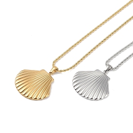 304 Stainless Steel Pendant Necklace, Shell Shape