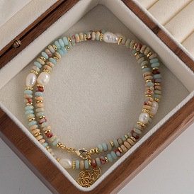 Ожерелья из натурального пресноводного жемчуга в форме картофеля, ожерелья из бисера рондель из натурального камня шоушан