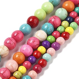 Синтетических нитей бирюзовые бусы, окрашеные, круглые