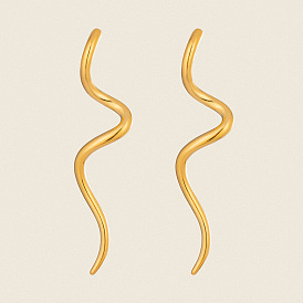 304 Stainless Steel Wave Shape Stud Earrings for Women