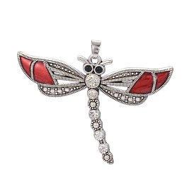 Эмали сплава большие кулоны, со стразами, стрекоза